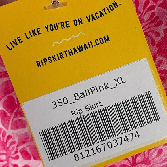 Rip Skirt Hawaii Wrap Skirt Size XL Bali Pink Length 3 - Picture 4 of 11
